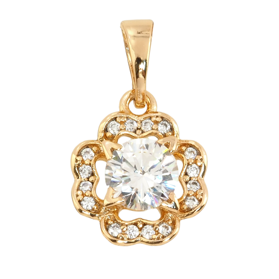 Кулон Xuping Позолота 18K Квіточка з цирконієм для ланцюжка до 5мм. фото №1