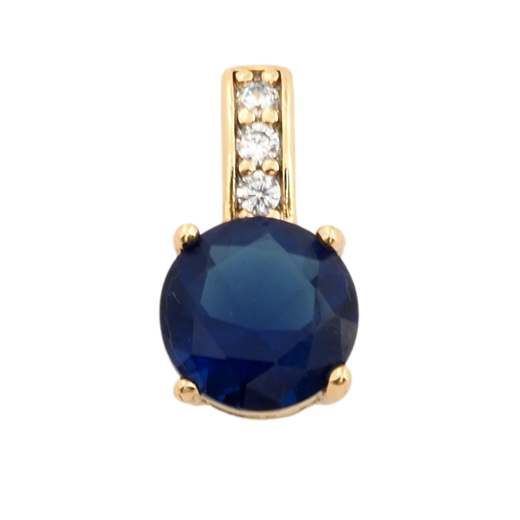 Кулон Xuping Позолота 18K Синій фіаніт, ø 7мм для ланцюжка до 3мм фото №9