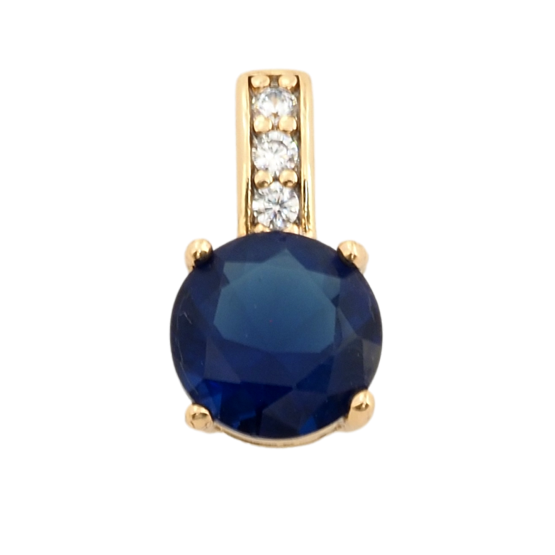 Кулон Xuping Позолота 18K Синий фианит, ø 7мм для цепочки до 3мм фото №1