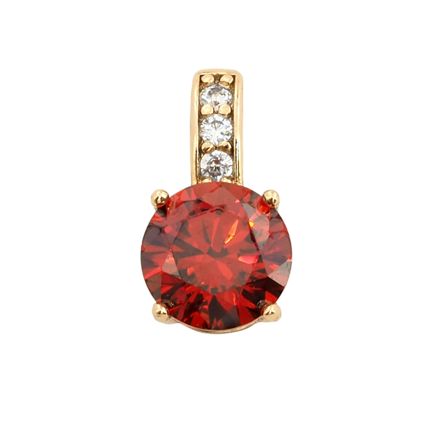 Кулон Xuping Позолота 18K Червоний фіаніт, ø 7мм для ланцюжка до 3мм фото №1