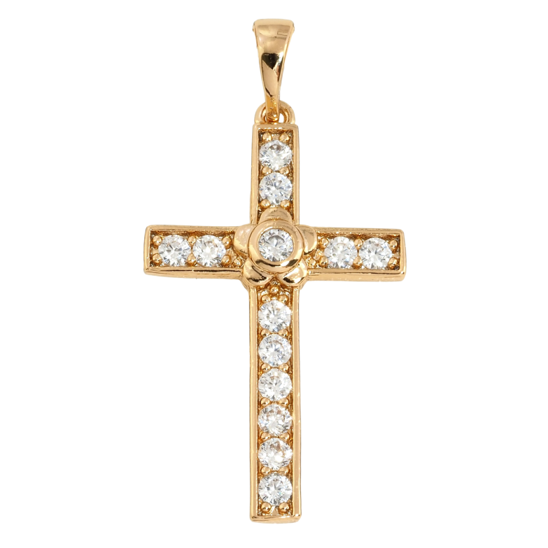 Кулон Xuping Позолота 18K Крест с цирконием для цепочки до 5мм фото №1