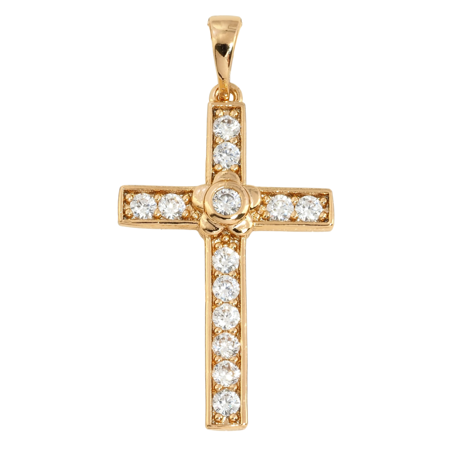 Кулон Xuping Позолота 18K Крест с цирконием для цепочки до 5мм фото №1