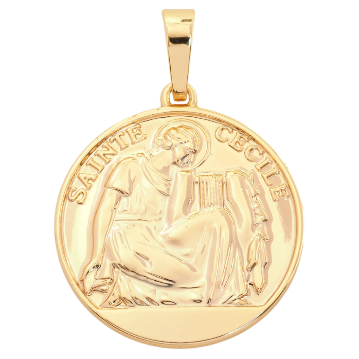 Кулон Xuping Позолота 18K Ладанка Свята Цецилія Покровителька музикантів, молись за нас для ланцюжка до 7мм фото №7 Кулон Xuping Позолота 18K Ладанка Свята Цецилія Покровителька музикантів, молись за нас для ланцюжка до 7мм фото №7