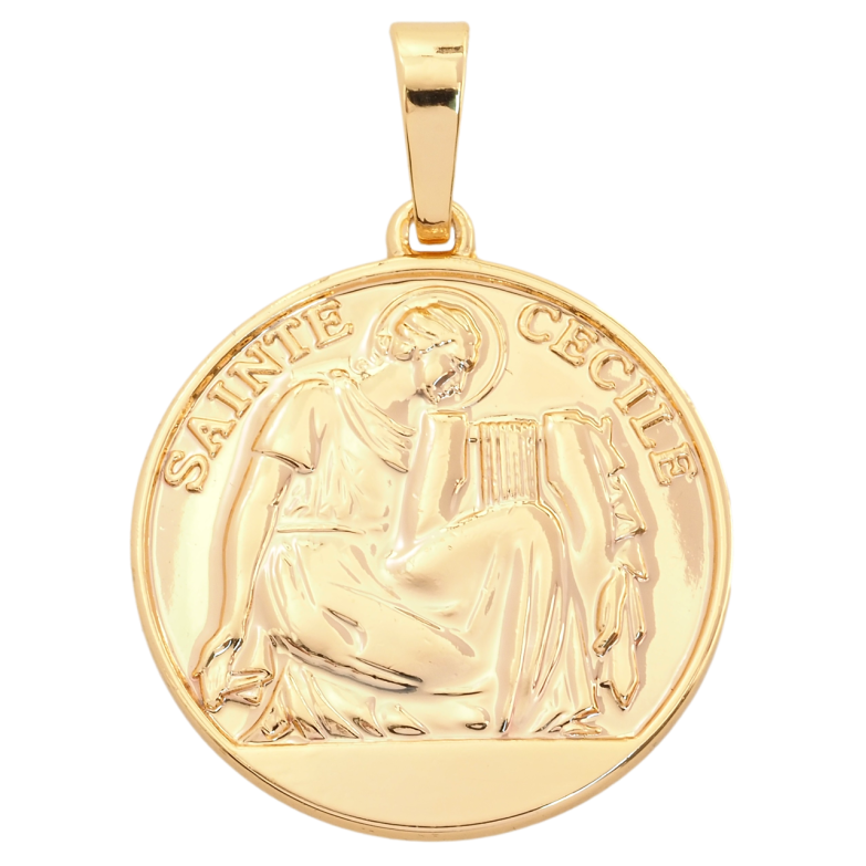 Кулон Xuping Позолота 18K Ладанка Свята Цецилія Покровителька музикантів, молись за нас для ланцюжка до 7мм фото №1 Кулон Xuping Позолота 18K Ладанка Свята Цецилія Покровителька музикантів, молись за нас для ланцюжка до 7мм фото №1