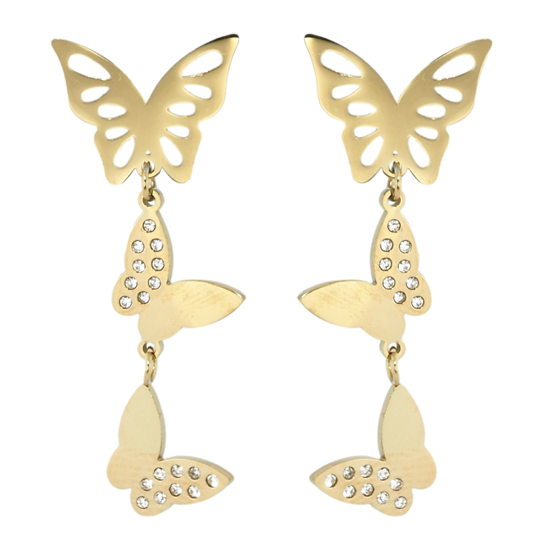Сережки Xuping TTM Stainless Steel колір 14K пусети Підвіски метелики фото №1