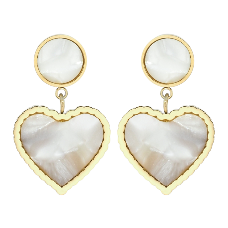 Серьги Xuping TTM Stainless Steel цвет 14K пусеты Подвески с перламутровыми вставками фото №9