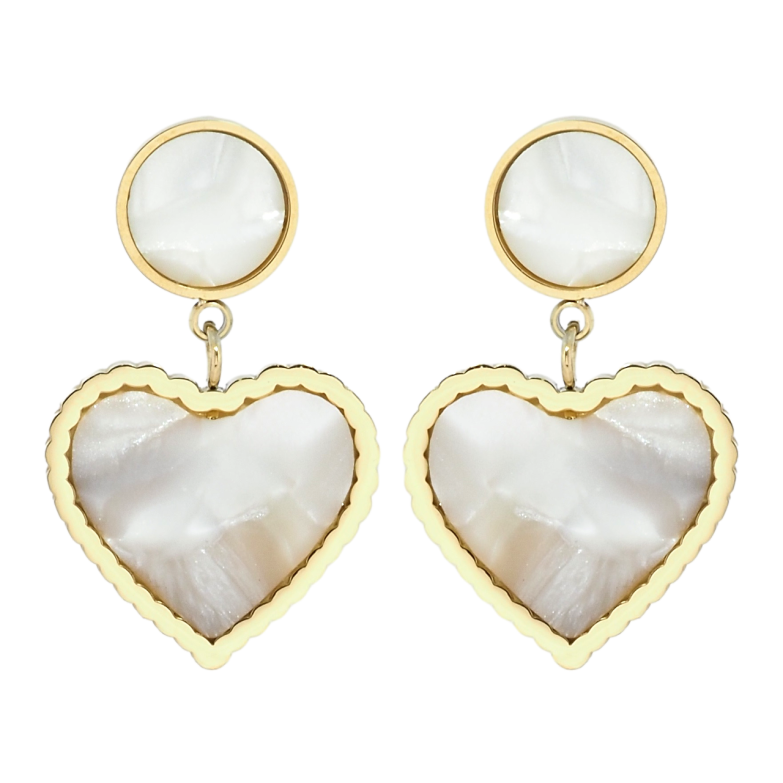 Сережки Xuping TTM Stainless Steel колір 14K пусети Підвіски з перламутровими вставками фото №2