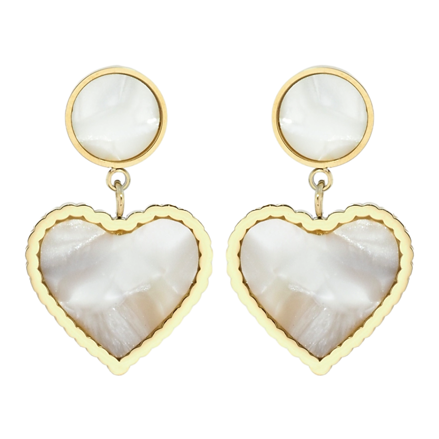 Сережки Xuping TTM Stainless Steel колір 14K пусети Підвіски з перламутровими вставками фото №1