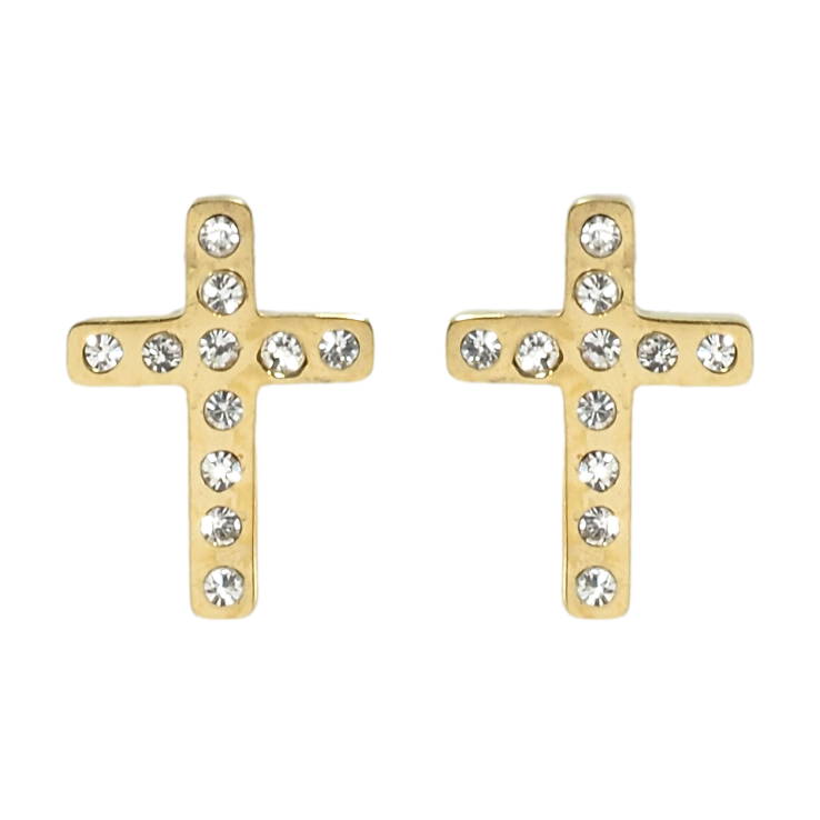 Серьги Xuping TTM Stainless Steel цвет 14K пусеты Крестики с цирконием фото №22