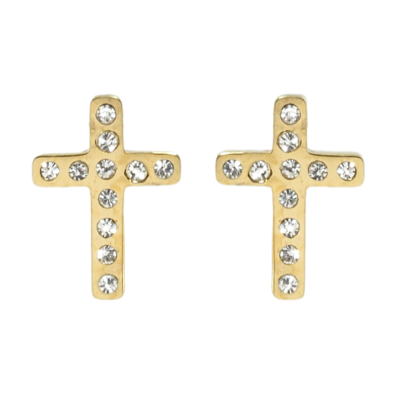 Серьги Xuping TTM Stainless Steel цвет 14K пусеты Крестики с цирконием фото №14