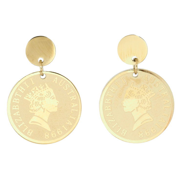 Серьги Xuping TTM Stainless Steel цвет 14K пусеты Подвески с монетками фото №10