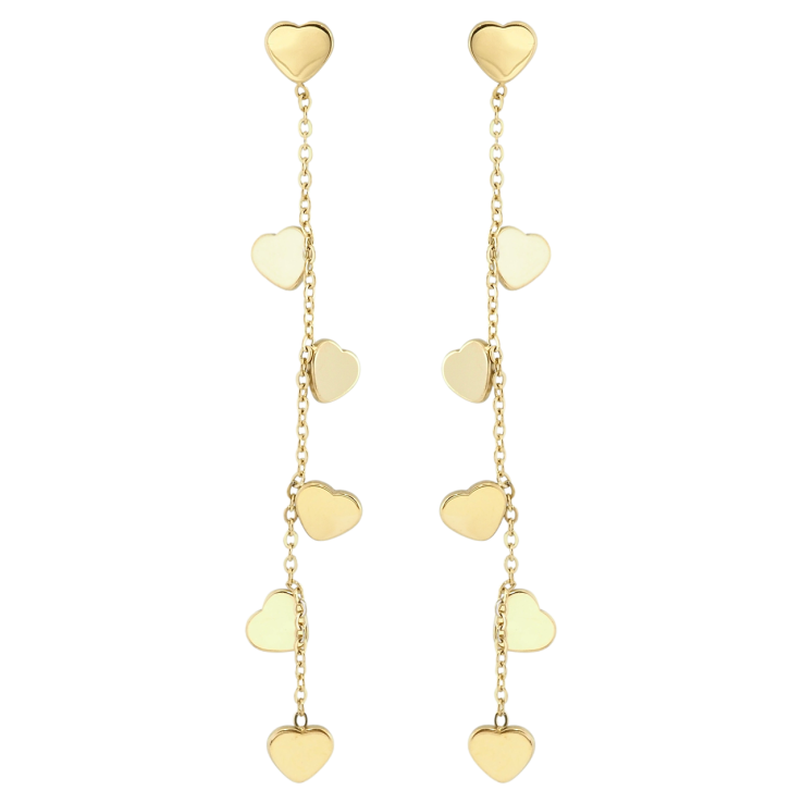 Серьги Xuping TTM Stainless Steel цвет 14K пусеты Подвески сердечки на цепочке фото №6