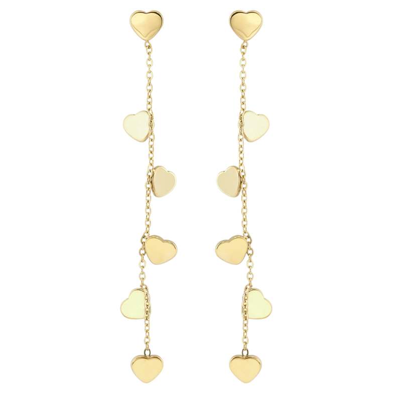 Серьги Xuping TTM Stainless Steel цвет 14K пусеты Подвески сердечки на цепочке фото №1