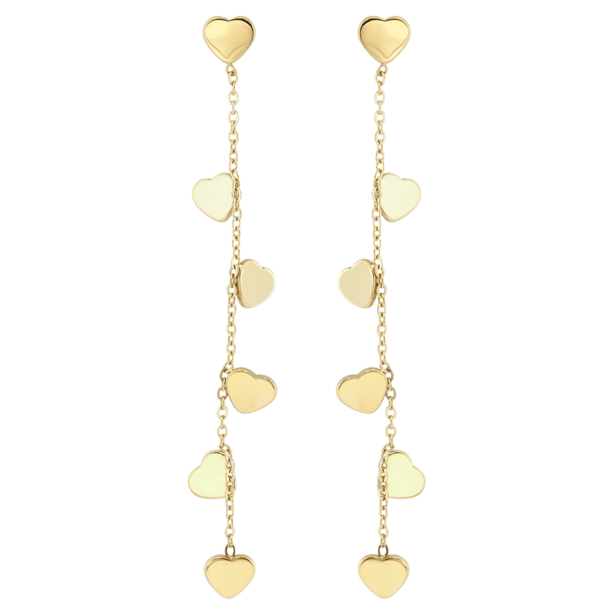 Серьги Xuping TTM Stainless Steel цвет 14K пусеты Подвески сердечки на цепочке фото №1