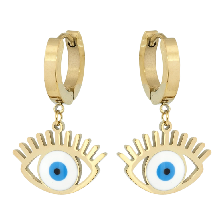 Сережки Xuping TTM Stainless Steel колір 14K підвіски на колечках Оберіг Око Фатіми фото №24