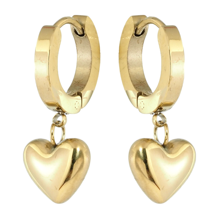 Сережки Xuping TTM Stainless Steel колір 14K підвіски на колечках Сердечки фото №24