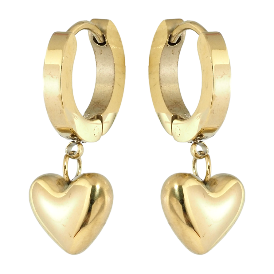 Сережки Xuping TTM Stainless Steel колір 14K підвіски на колечках Сердечки фото №1