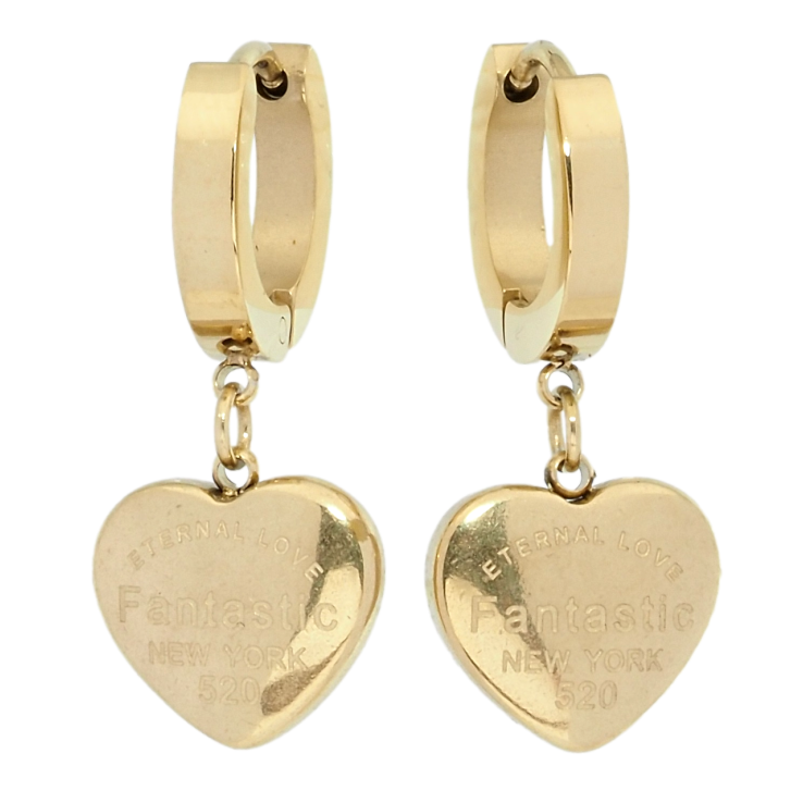 Сережки Xuping TTM Stainless Steel колір 14K підвіски на колечках Сердечки фото №25