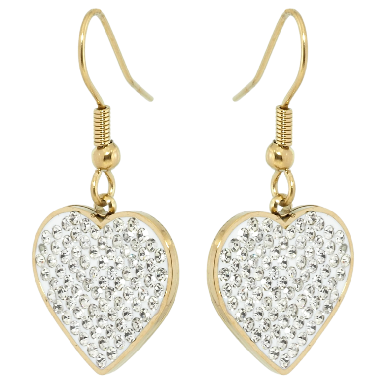 Сережки Xuping TTM Stainless Steel колір 14K французький замок Сердечки інкрустація цирконієм фото №1