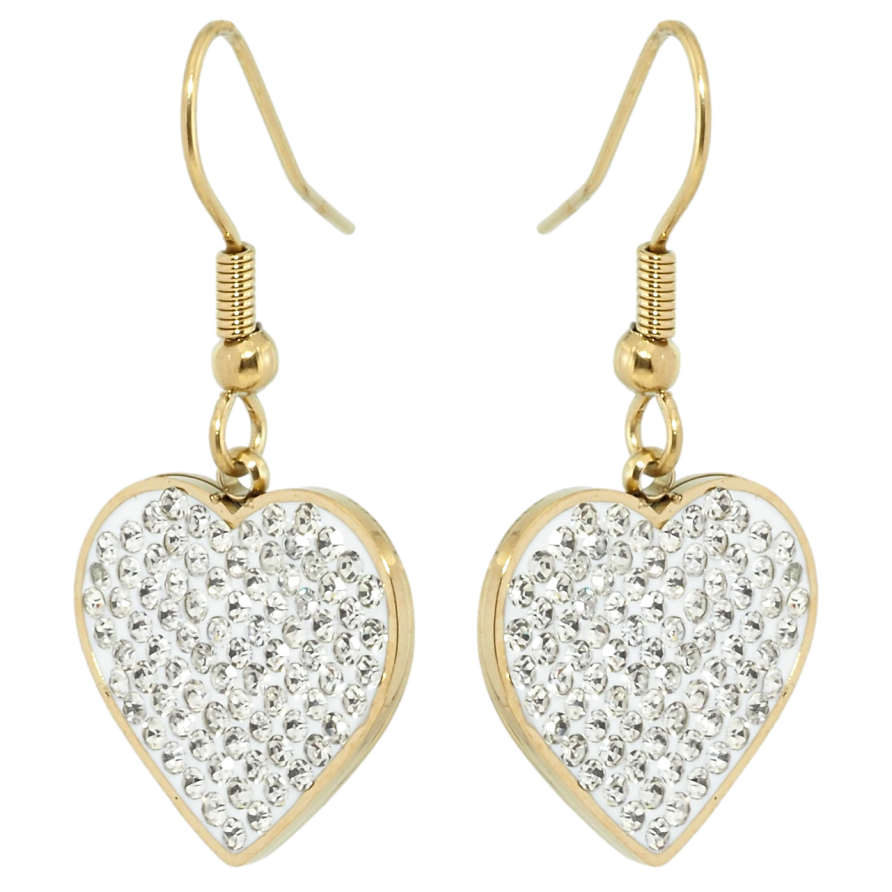 Сережки Xuping TTM Stainless Steel колір 14K французький замок Сердечки інкрустація цирконієм фото №1