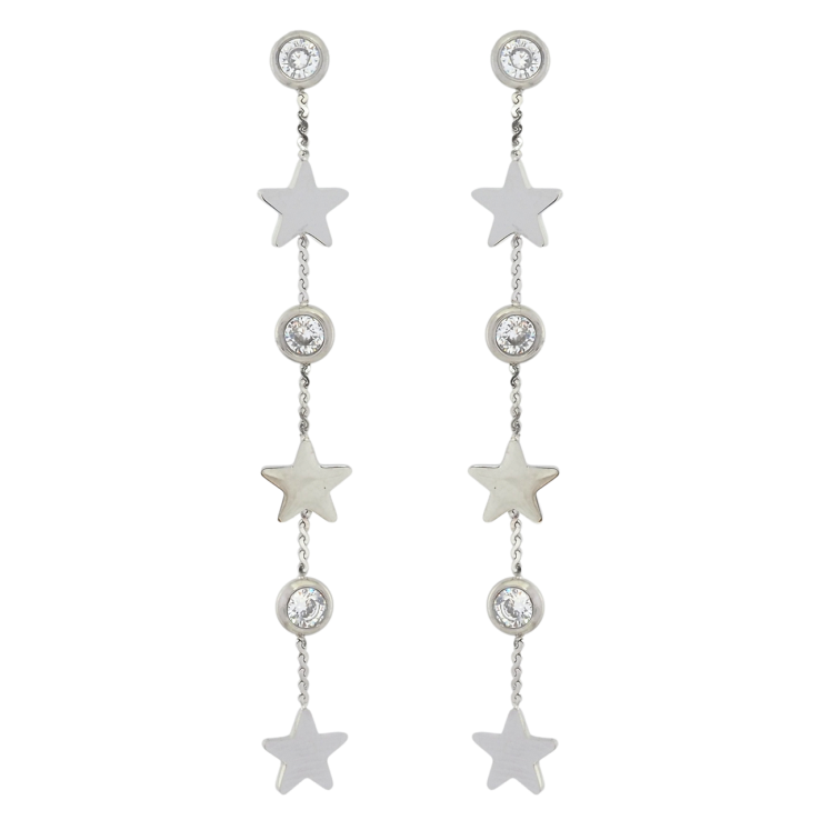 Серьги Xuping TTM Stainless Steel цвет Родий пусеты Звездные подвески фото №20