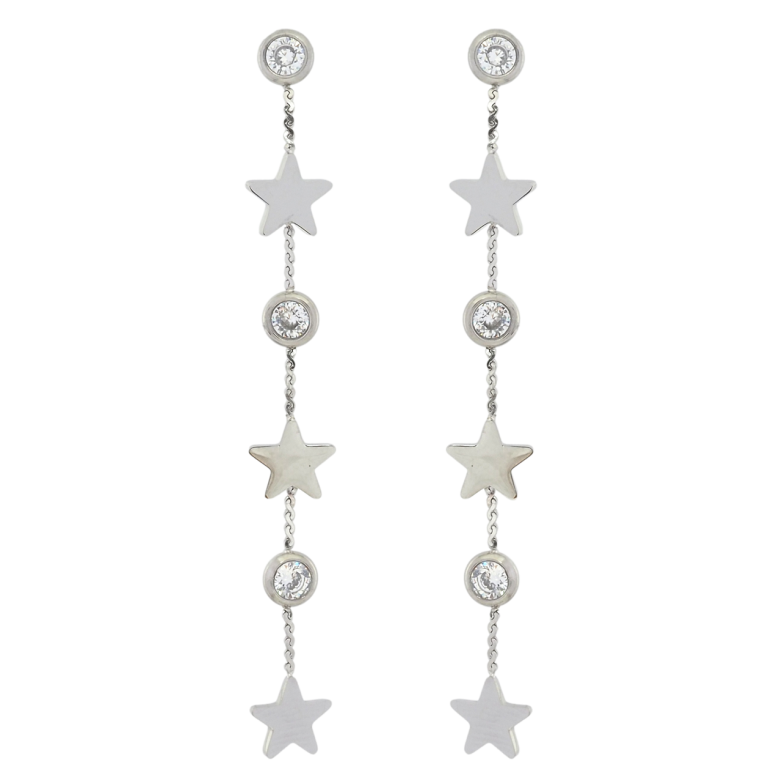 Серьги Xuping TTM Stainless Steel цвет Родий пусеты Звездные подвески фото №1