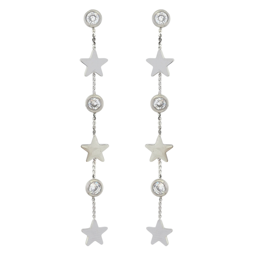 Серьги Xuping TTM Stainless Steel цвет Родий пусеты Звездные подвески фото №1