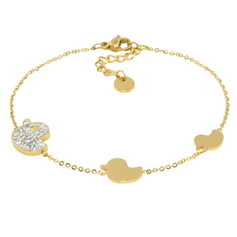 Браслет Xuping ТТМ Stainless Steel колір 14K Ланцюжок із вставками качки довжина з доп.цеп. 18-21см х 1мм фото №1