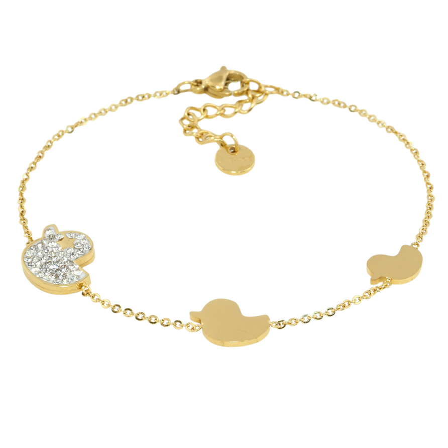 Браслет Xuping ТТМ Stainless Steel колір 14K Ланцюжок із вставками качки довжина з доп.цеп. 18-21см х 1мм фото №1