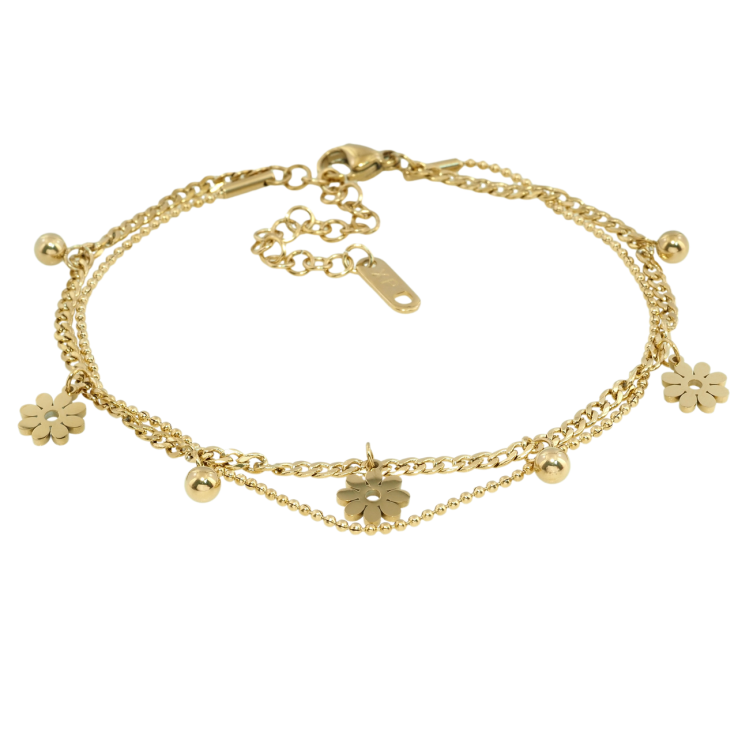 Браслет Xuping ТТМ Stainless Steel колір 14K Подвійний ланцюжок з підвісками довжина з доп.цеп. 20-25см х 1-2мм фото №21