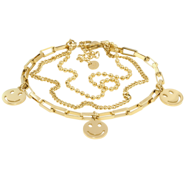 Браслет Xuping ТТМ Stainless Steel колір 14K Потрійний ланцюжок з смайликами довжина з доп.цеп. 17-20см х 2-3мм фото №20