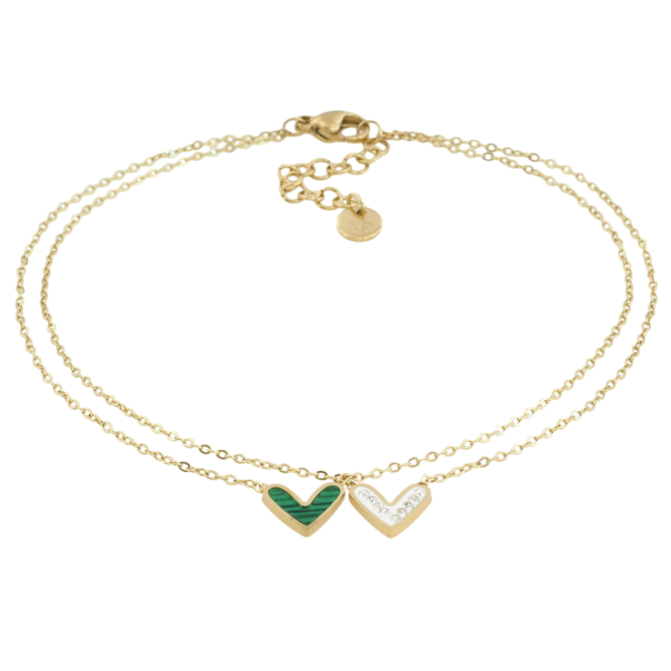 Браслет Xuping ТТМ Stainless Steel колір 14K Подвійний ланцюжок з сердечками довжина з доп.цеп. 24-27см х 1мм фото №15