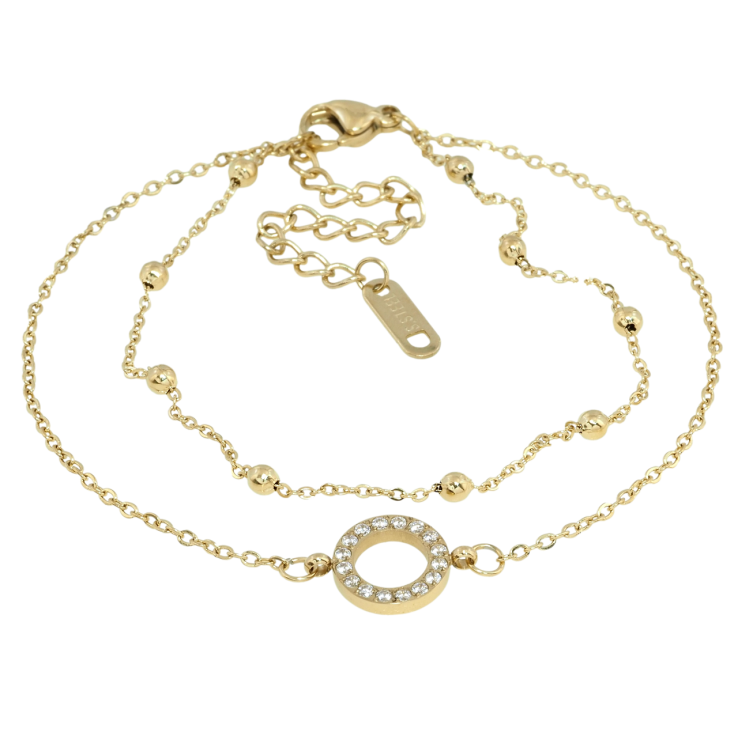 Браслет Xuping ТТМ Stainless Steel колір 14K Подвійний ланцюжок з кільцем довжина з доп.цеп. 17-22см х 1мм фото №22