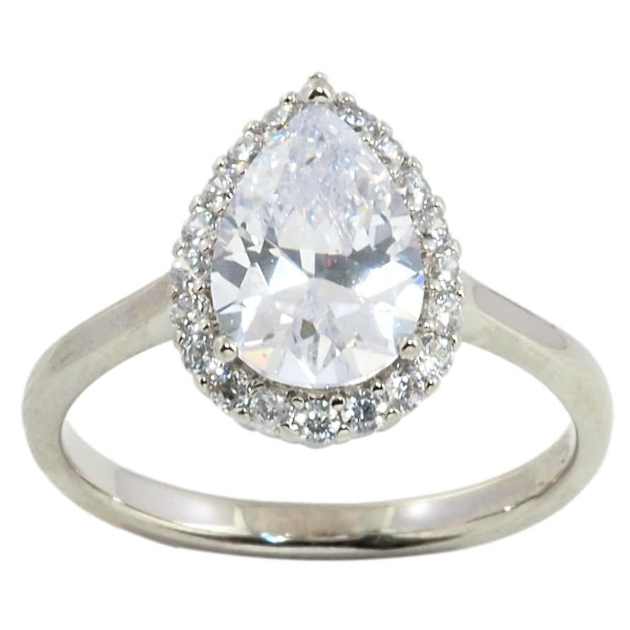 Кольцо Xuping Родий Фианит капелька в обрамлении циркония фото №1