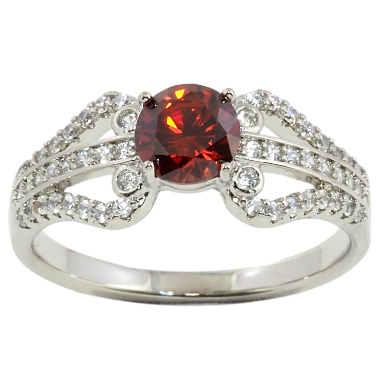 Кольцо Xuping Родий Инкрустация цирконием с красным фианитом фото №7