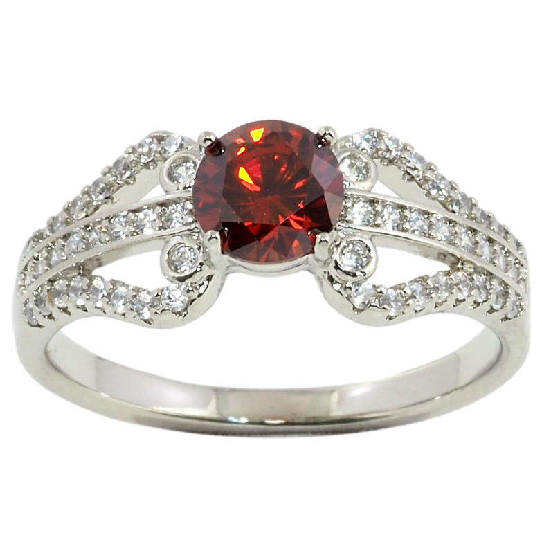 Каблучка Xuping Родій Інкрустація цирконієм з червоним фіанітом фото №1