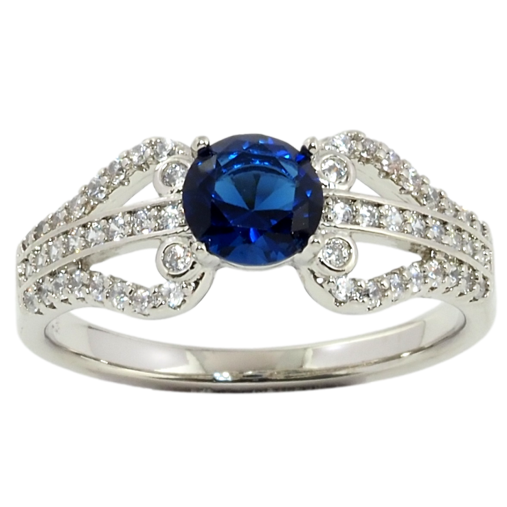 Кольцо Xuping Родий Инкрустация цирконием с синим фианитом фото №13