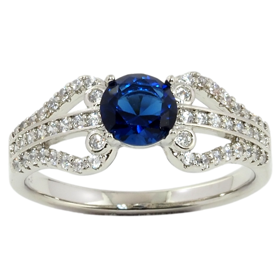 Кольцо Xuping Родий Инкрустация цирконием с синим фианитом фото №1