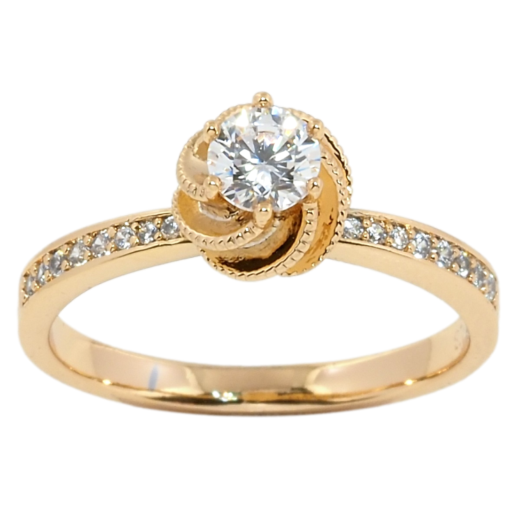 Кольцо Xuping Позолота 18K Цветок на дорожке циркония фото №24