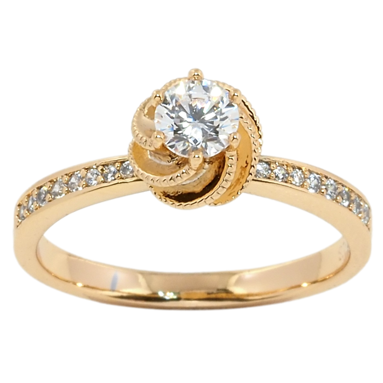 Кольцо Xuping Позолота 18K Цветок на дорожке циркония фото №1