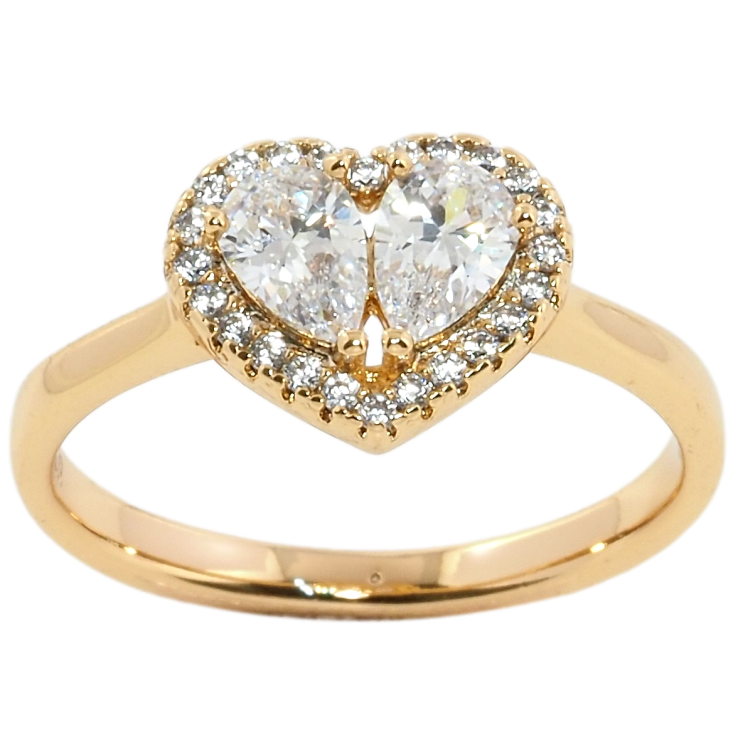 Кольцо Xuping Позолота 18K Кристальное сердечко фото №13