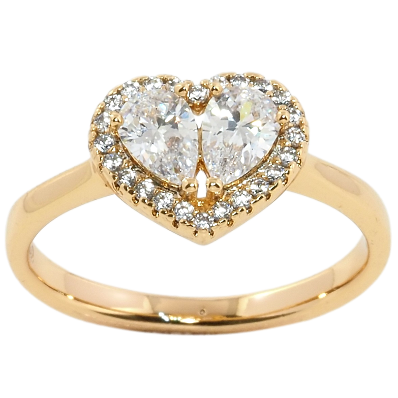 Каблучка Xuping Позолота 18K Кришталеве серце фото №8