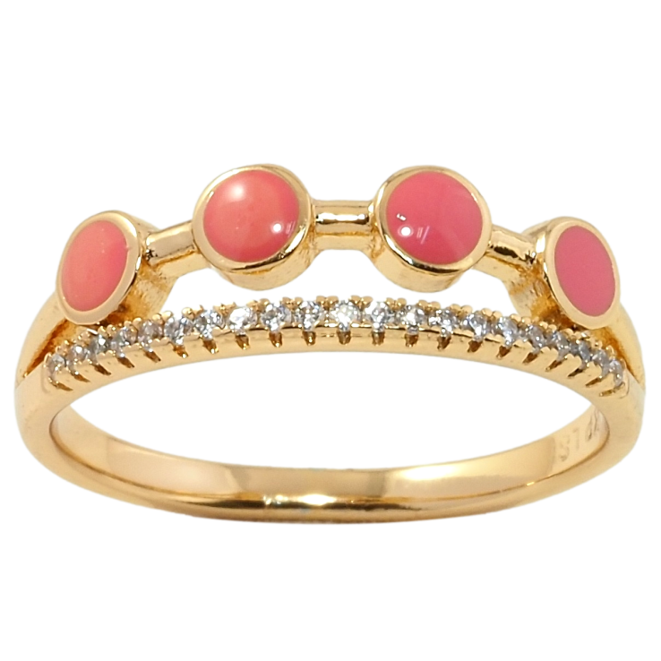 Кольцо Xuping Позолота 18K Дорожка циркония и розовой эмали фото №20