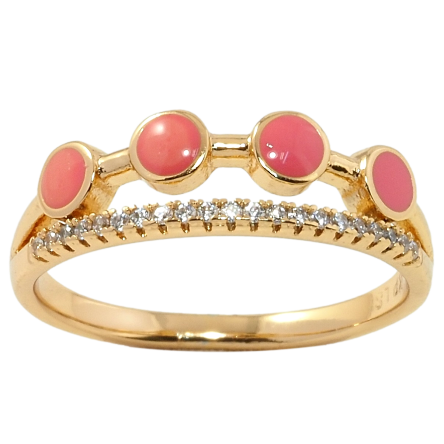 Кольцо Xuping Позолота 18K Дорожка циркония и розовой эмали фото №1