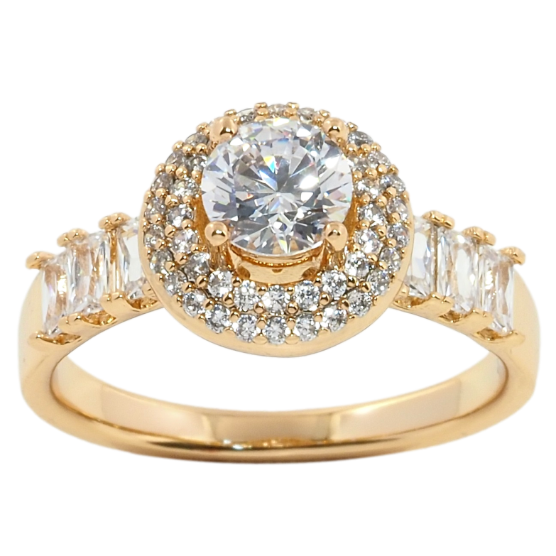 Кольцо Xuping Позолота 18K Фианит в обрамлении циркония фото №1