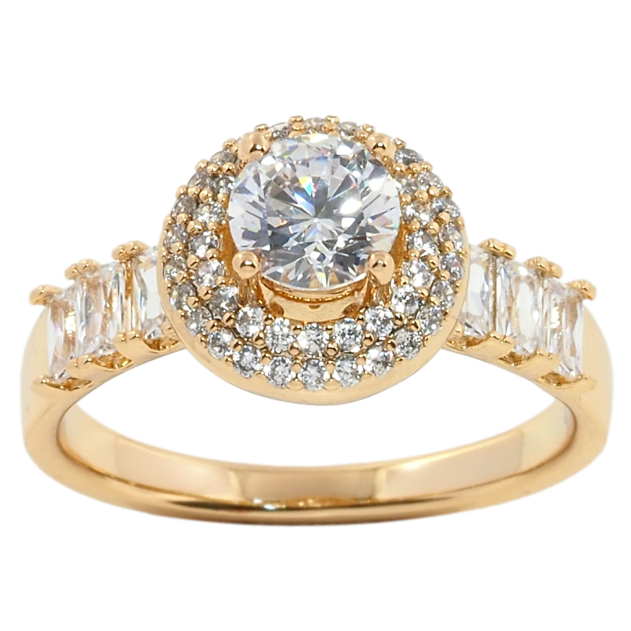 Кольцо Xuping Позолота 18K Фианит в обрамлении циркония фото №1