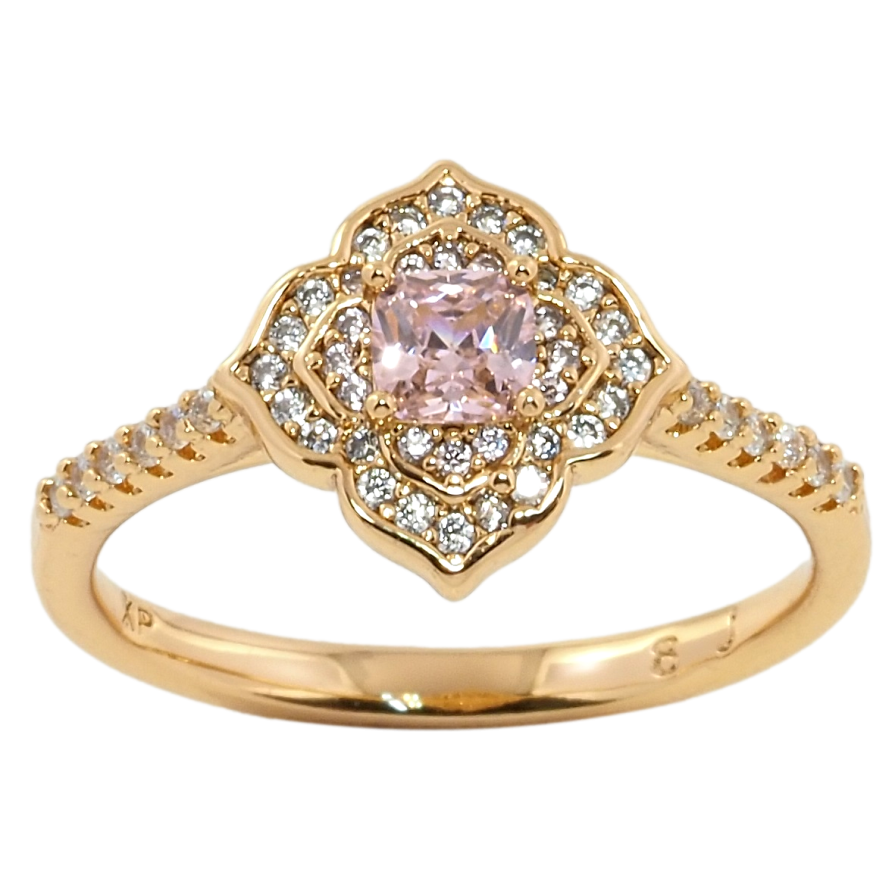 Кольцо Xuping Позолота 18K Цветок инкрустация цирконием с розовым фианитом фото №1