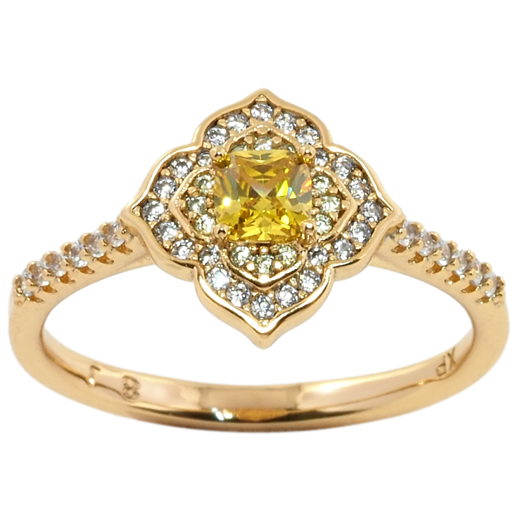 Кольцо Xuping Позолота 18K Цветок инкрустация цирконием с желтым фианитом фото №11