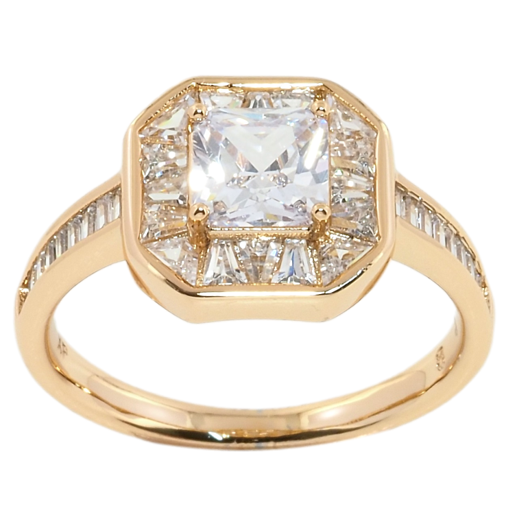 Кольцо Xuping Позолота 18K Фианит в обрамлении циркония фото №3