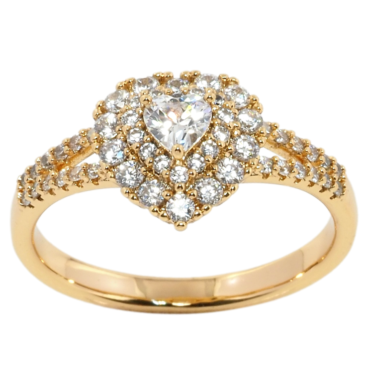 Кольцо Xuping Позолота 18K Сердце с цирконием фото №13
